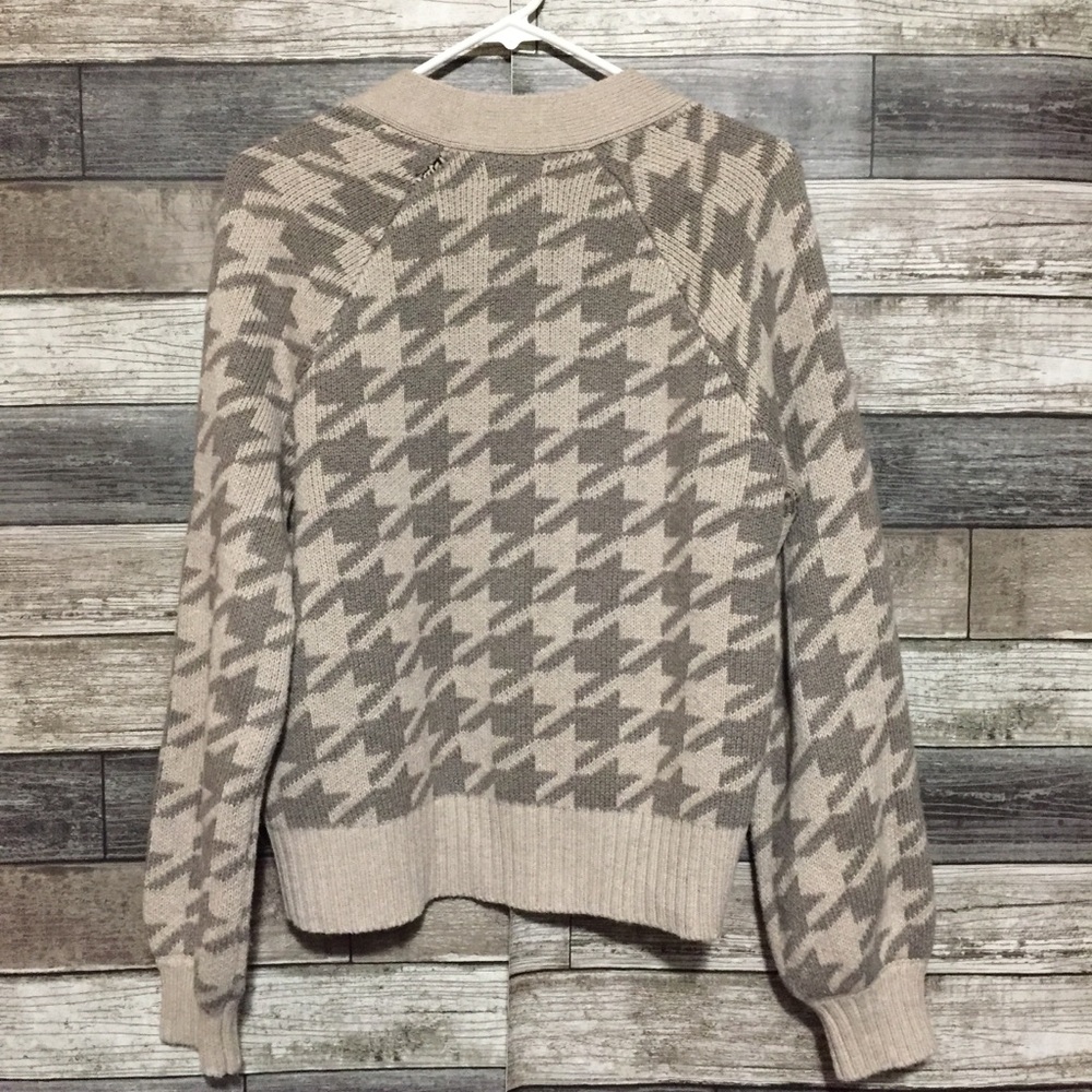 Abercrombie Fitch Houndstooth Plaid Open Front Cardigan Sweater Women’s XS FLAW - Picture 5 of 9
